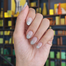 Load image into Gallery viewer, Buy Frost Silver Glitter Premium Designer Nail Polish Wraps & Semicured Gel Nail Stickers at the lowest price in Singapore from NAILWRAP.CO. Worldwide Shipping. Achieve instant designer nail art manicure in under 10 minutes - perfect for bridal, wedding and special occasion.