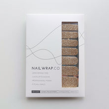 Load image into Gallery viewer, Buy Good as Gold (Glitter) Premium Designer Nail Polish Wraps & Semicured Gel Nail Stickers at the lowest price in Singapore from NAILWRAP.CO. Worldwide Shipping. Achieve instant designer nail art manicure in under 10 minutes - perfect for bridal, wedding and special occasion.