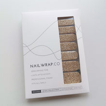 Load image into Gallery viewer, Buy Good as Gold (Glitter) Premium Designer Nail Polish Wraps & Semicured Gel Nail Stickers at the lowest price in Singapore from NAILWRAP.CO. Worldwide Shipping. Achieve instant designer nail art manicure in under 10 minutes - perfect for bridal, wedding and special occasion.