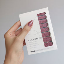 Load image into Gallery viewer, Buy Sparkling Rosé (Glitter) Premium Designer Nail Polish Wraps & Semicured Gel Nail Stickers at the lowest price in Singapore from NAILWRAP.CO. Worldwide Shipping. Achieve instant designer nail art manicure in under 10 minutes - perfect for bridal, wedding and special occasion.