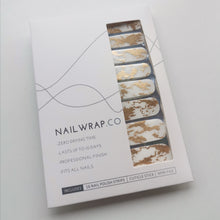 Load image into Gallery viewer, Buy Gold Foil Overlay Premium Designer Nail Polish Wraps & Semicured Gel Nail Stickers at the lowest price in Singapore from NAILWRAP.CO. Worldwide Shipping. Achieve instant designer nail art manicure in under 10 minutes - perfect for bridal, wedding and special occasion.