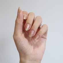 Load image into Gallery viewer, Buy Half Moon Champagne Premium Designer Nail Polish Wraps & Semicured Gel Nail Stickers at the lowest price in Singapore from NAILWRAP.CO. Worldwide Shipping. Achieve instant designer nail art manicure in under 10 minutes - perfect for bridal, wedding and special occasion.