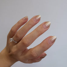 Load image into Gallery viewer, Buy Half Moon Champagne Premium Designer Nail Polish Wraps & Semicured Gel Nail Stickers at the lowest price in Singapore from NAILWRAP.CO. Worldwide Shipping. Achieve instant designer nail art manicure in under 10 minutes - perfect for bridal, wedding and special occasion.