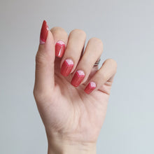 Load image into Gallery viewer, Buy Heart Me ❤️ Premium Designer Nail Polish Wraps & Semicured Gel Nail Stickers at the lowest price in Singapore from NAILWRAP.CO. Worldwide Shipping. Achieve instant designer nail art manicure in under 10 minutes - perfect for bridal, wedding and special occasion.