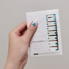 Load image into Gallery viewer, Buy Metallic Blue Triangle Overlay Premium Designer Nail Polish Wraps & Semicured Gel Nail Stickers at the lowest price in Singapore from NAILWRAP.CO. Worldwide Shipping. Achieve instant designer nail art manicure in under 10 minutes - perfect for bridal, wedding and special occasion.