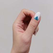 Load image into Gallery viewer, Buy Metallic Blue Triangle Overlay Premium Designer Nail Polish Wraps & Semicured Gel Nail Stickers at the lowest price in Singapore from NAILWRAP.CO. Worldwide Shipping. Achieve instant designer nail art manicure in under 10 minutes - perfect for bridal, wedding and special occasion.