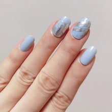 Load image into Gallery viewer, Buy Silver Brushstrokes Overlay Premium Designer Nail Polish Wraps &amp; Semicured Gel Nail Stickers at the lowest price in Singapore from NAILWRAP.CO. Worldwide Shipping. Achieve instant designer nail art manicure in under 10 minutes - perfect for bridal, wedding and special occasion.