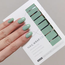 Load image into Gallery viewer, Buy Green Silk (Solid) Premium Designer Nail Polish Wraps & Semicured Gel Nail Stickers at the lowest price in Singapore from NAILWRAP.CO. Worldwide Shipping. Achieve instant designer nail art manicure in under 10 minutes - perfect for bridal, wedding and special occasion.
