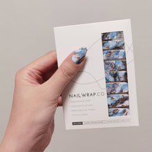 Load image into Gallery viewer, Buy Blue Marble - Nail Wrap of the Week Premium Designer Nail Polish Wraps & Semicured Gel Nail Stickers at the lowest price in Singapore from NAILWRAP.CO. Worldwide Shipping. Achieve instant designer nail art manicure in under 10 minutes - perfect for bridal, wedding and special occasion.