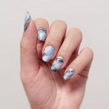 Load image into Gallery viewer, Buy Blue Marble - Nail Wrap of the Week Premium Designer Nail Polish Wraps & Semicured Gel Nail Stickers at the lowest price in Singapore from NAILWRAP.CO. Worldwide Shipping. Achieve instant designer nail art manicure in under 10 minutes - perfect for bridal, wedding and special occasion.