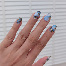 Load image into Gallery viewer, Buy Blue Marble - Nail Wrap of the Week Premium Designer Nail Polish Wraps & Semicured Gel Nail Stickers at the lowest price in Singapore from NAILWRAP.CO. Worldwide Shipping. Achieve instant designer nail art manicure in under 10 minutes - perfect for bridal, wedding and special occasion.