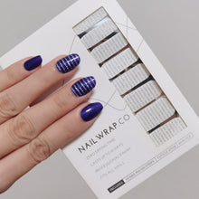 Load image into Gallery viewer, Buy Silver Glitter Stripes Overlay Premium Designer Nail Polish Wraps & Semicured Gel Nail Stickers at the lowest price in Singapore from NAILWRAP.CO. Worldwide Shipping. Achieve instant designer nail art manicure in under 10 minutes - perfect for bridal, wedding and special occasion.
