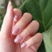 Load image into Gallery viewer, Buy Misaki White Floral Premium Designer Nail Polish Wraps & Semicured Gel Nail Stickers at the lowest price in Singapore from NAILWRAP.CO. Worldwide Shipping. Achieve instant designer nail art manicure in under 10 minutes - perfect for bridal, wedding and special occasion.
