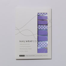 Load image into Gallery viewer, Buy Lilac Checkered Print Premium Designer Nail Polish Wraps &amp; Semicured Gel Nail Stickers at the lowest price in Singapore from NAILWRAP.CO. Worldwide Shipping. Achieve instant designer nail art manicure in under 10 minutes - perfect for bridal, wedding and special occasion.