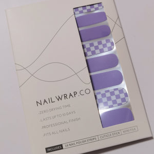 Buy Lilac Checkered Print Premium Designer Nail Polish Wraps & Semicured Gel Nail Stickers at the lowest price in Singapore from NAILWRAP.CO. Worldwide Shipping. Achieve instant designer nail art manicure in under 10 minutes - perfect for bridal, wedding and special occasion.