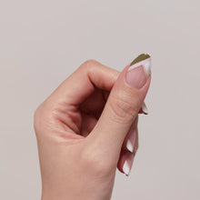 Load image into Gallery viewer, Buy Luella Olive French Tips Premium Designer Nail Polish Wraps & Semicured Gel Nail Stickers at the lowest price in Singapore from NAILWRAP.CO. Worldwide Shipping. Achieve instant designer nail art manicure in under 10 minutes - perfect for bridal, wedding and special occasion.