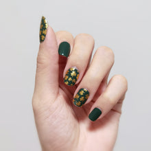 Load image into Gallery viewer, Buy Gold Clover Overlay ☘️ Premium Designer Nail Polish Wraps & Semicured Gel Nail Stickers at the lowest price in Singapore from NAILWRAP.CO. Worldwide Shipping. Achieve instant designer nail art manicure in under 10 minutes - perfect for bridal, wedding and special occasion.