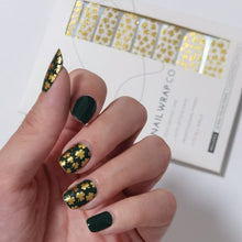 Load image into Gallery viewer, Buy Gold Clover Overlay ☘️ Premium Designer Nail Polish Wraps & Semicured Gel Nail Stickers at the lowest price in Singapore from NAILWRAP.CO. Worldwide Shipping. Achieve instant designer nail art manicure in under 10 minutes - perfect for bridal, wedding and special occasion.
