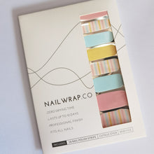 Load image into Gallery viewer, Buy Phillia Pastel Stripes Premium Designer Nail Polish Wraps & Semicured Gel Nail Stickers at the lowest price in Singapore from NAILWRAP.CO. Worldwide Shipping. Achieve instant designer nail art manicure in under 10 minutes - perfect for bridal, wedding and special occasion.
