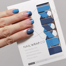 Load image into Gallery viewer, Buy Mayven Duo Blue Premium Designer Nail Polish Wraps & Semicured Gel Nail Stickers at the lowest price in Singapore from NAILWRAP.CO. Worldwide Shipping. Achieve instant designer nail art manicure in under 10 minutes - perfect for bridal, wedding and special occasion.