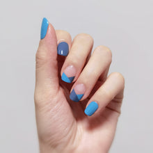 Load image into Gallery viewer, Buy Mayven Duo Blue Premium Designer Nail Polish Wraps & Semicured Gel Nail Stickers at the lowest price in Singapore from NAILWRAP.CO. Worldwide Shipping. Achieve instant designer nail art manicure in under 10 minutes - perfect for bridal, wedding and special occasion.