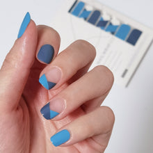 Load image into Gallery viewer, Buy Mayven Duo Blue Premium Designer Nail Polish Wraps & Semicured Gel Nail Stickers at the lowest price in Singapore from NAILWRAP.CO. Worldwide Shipping. Achieve instant designer nail art manicure in under 10 minutes - perfect for bridal, wedding and special occasion.