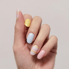 Load image into Gallery viewer, Buy Phillia Pastel Stripes Premium Designer Nail Polish Wraps & Semicured Gel Nail Stickers at the lowest price in Singapore from NAILWRAP.CO. Worldwide Shipping. Achieve instant designer nail art manicure in under 10 minutes - perfect for bridal, wedding and special occasion.