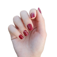 Load image into Gallery viewer, Buy Classic Maroon Sparkle Premium Designer Nail Polish Wraps & Semicured Gel Nail Stickers at the lowest price in Singapore from NAILWRAP.CO. Worldwide Shipping. Achieve instant designer nail art manicure in under 10 minutes - perfect for bridal, wedding and special occasion.