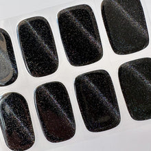 Load image into Gallery viewer, Buy Obsidian Black Cat Eye Shimmer (Semi-Cured Gel) Premium Designer Nail Polish Wraps &amp; Semicured Gel Nail Stickers at the lowest price in Singapore from NAILWRAP.CO. Worldwide Shipping. Achieve instant designer nail art manicure in under 10 minutes - perfect for bridal, wedding and special occasion.