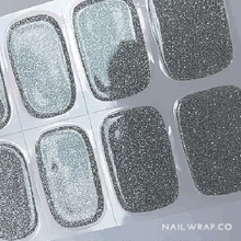 Load image into Gallery viewer, Buy Silver Glitter (Semi-Cured Gel) Premium Designer Nail Polish Wraps & Semicured Gel Nail Stickers at the lowest price in Singapore from NAILWRAP.CO. Worldwide Shipping. Achieve instant designer nail art manicure in under 10 minutes - perfect for bridal, wedding and special occasion.