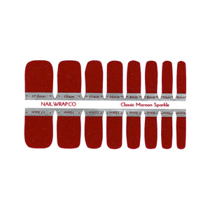 Buy Classic Maroon Sparkle (Pedicure) Premium Designer Nail Polish Wraps & Semicured Gel Nail Stickers at the lowest price in Singapore from NAILWRAP.CO. Worldwide Shipping. Achieve instant designer nail art manicure in under 10 minutes - perfect for bridal, wedding and special occasion.