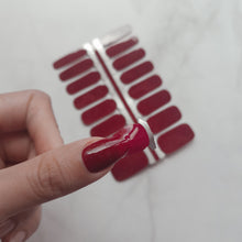 Load image into Gallery viewer, Buy Classic Maroon Sparkle Premium Designer Nail Polish Wraps &amp; Semicured Gel Nail Stickers at the lowest price in Singapore from NAILWRAP.CO. Worldwide Shipping. Achieve instant designer nail art manicure in under 10 minutes - perfect for bridal, wedding and special occasion.