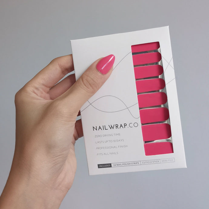 Buy Pink Punch (Solid) Premium Designer Nail Polish Wraps & Semicured Gel Nail Stickers at the lowest price in Singapore from NAILWRAP.CO. Worldwide Shipping. Achieve instant designer nail art manicure in under 10 minutes - perfect for bridal, wedding and special occasion.