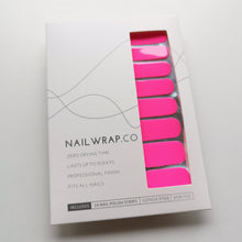 Load image into Gallery viewer, Buy Neon Pink (Solid) Premium Designer Nail Polish Wraps &amp; Semicured Gel Nail Stickers at the lowest price in Singapore from NAILWRAP.CO. Worldwide Shipping. Achieve instant designer nail art manicure in under 10 minutes - perfect for bridal, wedding and special occasion.