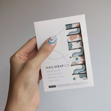 Load image into Gallery viewer, Buy Rocky Lagoon Premium Designer Nail Polish Wraps &amp; Semicured Gel Nail Stickers at the lowest price in Singapore from NAILWRAP.CO. Worldwide Shipping. Achieve instant designer nail art manicure in under 10 minutes - perfect for bridal, wedding and special occasion.