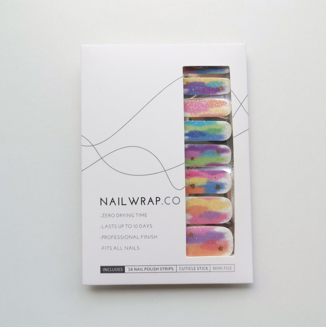 Buy Rainbow Stardust Premium Designer Nail Polish Wraps & Semicured Gel Nail Stickers at the lowest price in Singapore from NAILWRAP.CO. Worldwide Shipping. Achieve instant designer nail art manicure in under 10 minutes - perfect for bridal, wedding and special occasion.