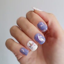 Load image into Gallery viewer, Buy Magical Unicorn 🦄 Premium Designer Nail Polish Wraps &amp; Semicured Gel Nail Stickers at the lowest price in Singapore from NAILWRAP.CO. Worldwide Shipping. Achieve instant designer nail art manicure in under 10 minutes - perfect for bridal, wedding and special occasion.