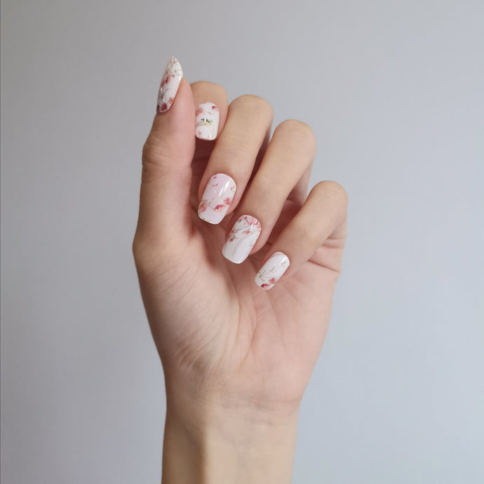 Buy Cherry Blossom 🌸 Premium Designer Nail Polish Wraps & Semicured Gel Nail Stickers at the lowest price in Singapore from NAILWRAP.CO. Worldwide Shipping. Achieve instant designer nail art manicure in under 10 minutes - perfect for bridal, wedding and special occasion.