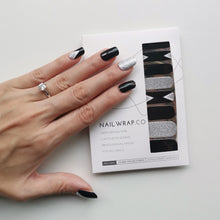 Load image into Gallery viewer, Buy Crystal Black Premium Designer Nail Polish Wraps &amp; Semicured Gel Nail Stickers at the lowest price in Singapore from NAILWRAP.CO. Worldwide Shipping. Achieve instant designer nail art manicure in under 10 minutes - perfect for bridal, wedding and special occasion.