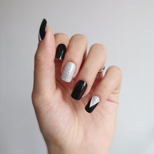 Load image into Gallery viewer, Buy Crystal Black Premium Designer Nail Polish Wraps &amp; Semicured Gel Nail Stickers at the lowest price in Singapore from NAILWRAP.CO. Worldwide Shipping. Achieve instant designer nail art manicure in under 10 minutes - perfect for bridal, wedding and special occasion.