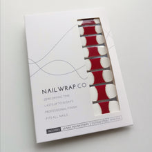 Load image into Gallery viewer, Buy Audre Red French Premium Designer Nail Polish Wraps &amp; Semicured Gel Nail Stickers at the lowest price in Singapore from NAILWRAP.CO. Worldwide Shipping. Achieve instant designer nail art manicure in under 10 minutes - perfect for bridal, wedding and special occasion.