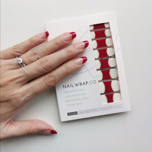 Buy Audre Red French Premium Designer Nail Polish Wraps & Semicured Gel Nail Stickers at the lowest price in Singapore from NAILWRAP.CO. Worldwide Shipping. Achieve instant designer nail art manicure in under 10 minutes - perfect for bridal, wedding and special occasion.