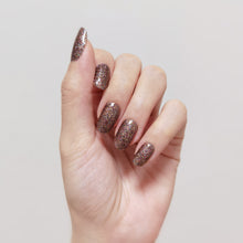 Load image into Gallery viewer, Buy Classic Chestnut Glitter Premium Designer Nail Polish Wraps &amp; Semicured Gel Nail Stickers at the lowest price in Singapore from NAILWRAP.CO. Worldwide Shipping. Achieve instant designer nail art manicure in under 10 minutes - perfect for bridal, wedding and special occasion.