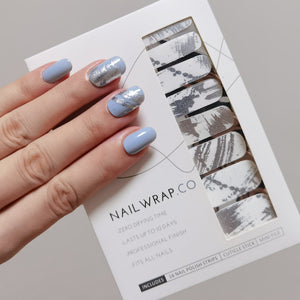 Buy Silver Brushstrokes Overlay Premium Designer Nail Polish Wraps & Semicured Gel Nail Stickers at the lowest price in Singapore from NAILWRAP.CO. Worldwide Shipping. Achieve instant designer nail art manicure in under 10 minutes - perfect for bridal, wedding and special occasion.