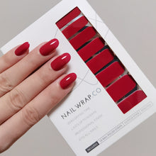 Load image into Gallery viewer, Buy Exotic Red (Solid) Premium Designer Nail Polish Wraps &amp; Semicured Gel Nail Stickers at the lowest price in Singapore from NAILWRAP.CO. Worldwide Shipping. Achieve instant designer nail art manicure in under 10 minutes - perfect for bridal, wedding and special occasion.