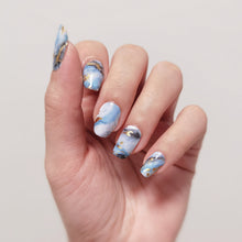 Load image into Gallery viewer, Buy Blue Marble - Nail Wrap of the Week Premium Designer Nail Polish Wraps &amp; Semicured Gel Nail Stickers at the lowest price in Singapore from NAILWRAP.CO. Worldwide Shipping. Achieve instant designer nail art manicure in under 10 minutes - perfect for bridal, wedding and special occasion.