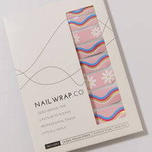 Load image into Gallery viewer, Buy Pink Wavy Floral Premium Designer Nail Polish Wraps &amp; Semicured Gel Nail Stickers at the lowest price in Singapore from NAILWRAP.CO. Worldwide Shipping. Achieve instant designer nail art manicure in under 10 minutes - perfect for bridal, wedding and special occasion.