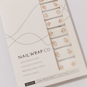 Buy Gold Weather Overlay Premium Designer Nail Polish Wraps & Semicured Gel Nail Stickers at the lowest price in Singapore from NAILWRAP.CO. Worldwide Shipping. Achieve instant designer nail art manicure in under 10 minutes - perfect for bridal, wedding and special occasion.