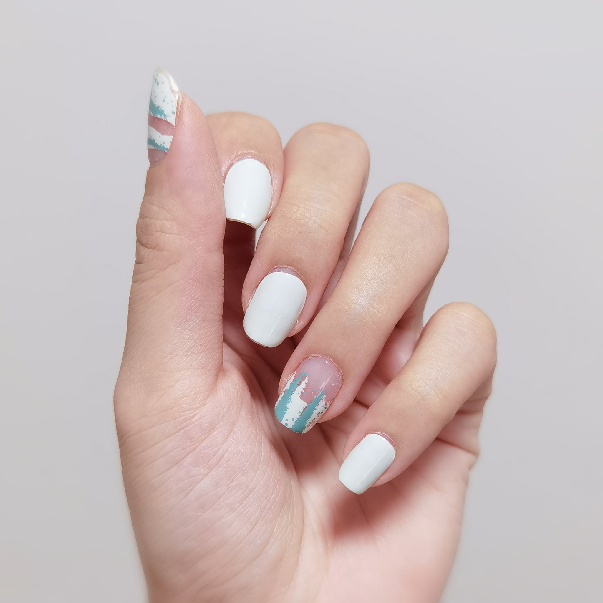 40+ Trendy Ways To Wear Green Nail Designs : Green and White Nails