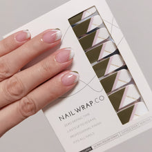 Load image into Gallery viewer, Buy Luella Olive French Tips Premium Designer Nail Polish Wraps &amp; Semicured Gel Nail Stickers at the lowest price in Singapore from NAILWRAP.CO. Worldwide Shipping. Achieve instant designer nail art manicure in under 10 minutes - perfect for bridal, wedding and special occasion.